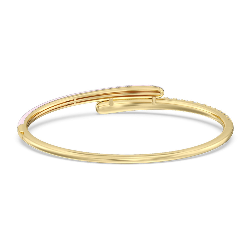 Half Diamond Bangle in Ceramic with Lavender Rose Cut Diamond in 14KT Yellow Gold view 4
