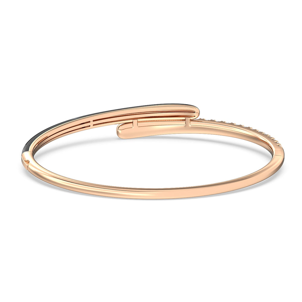Half Diamond Bangle in Ceramic with Midnight Cut Diamond in 14KT Rose Gold view 4
