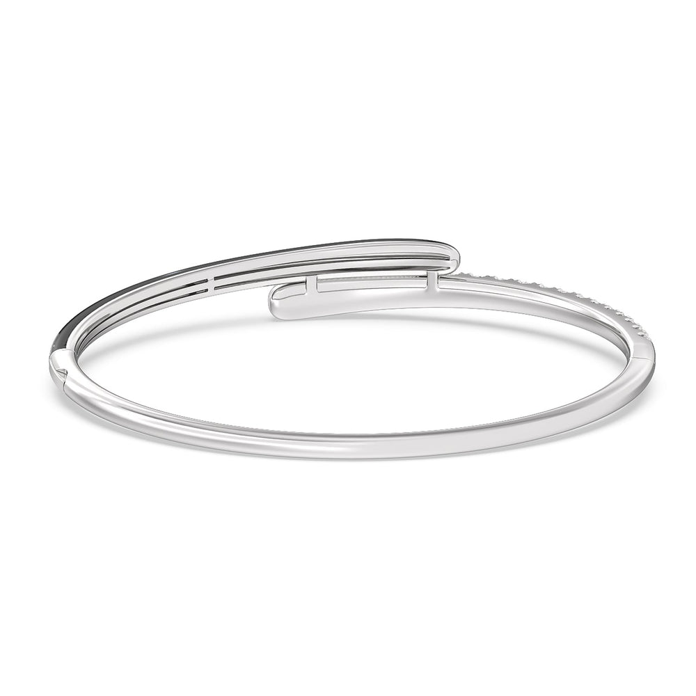 Half Diamond Bangle in Ceramic with Midnight Cut Diamond in 14KT White Gold view 4
