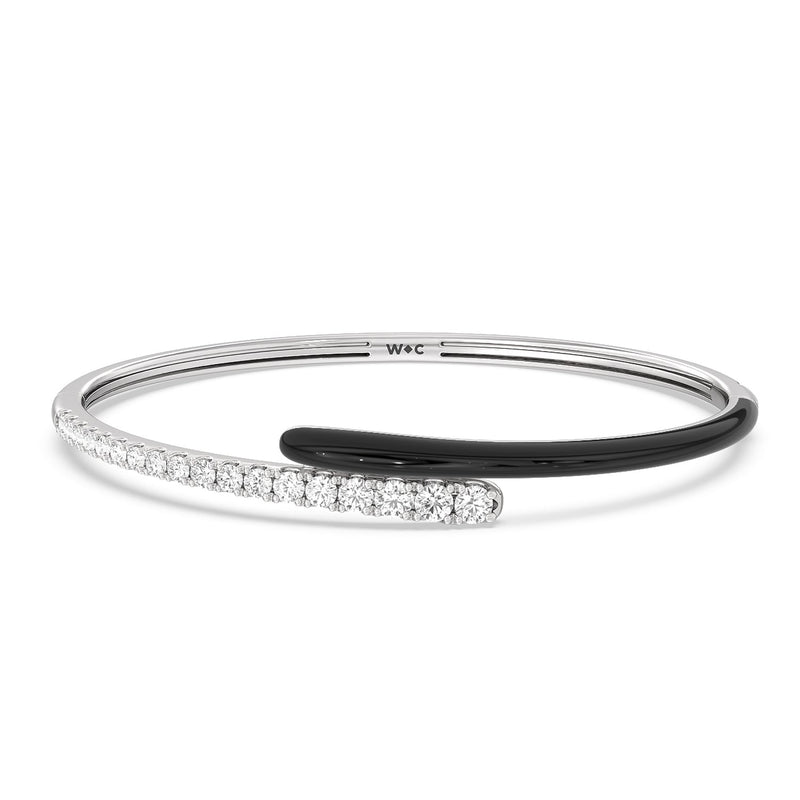 Half Diamond Bangle in Ceramic