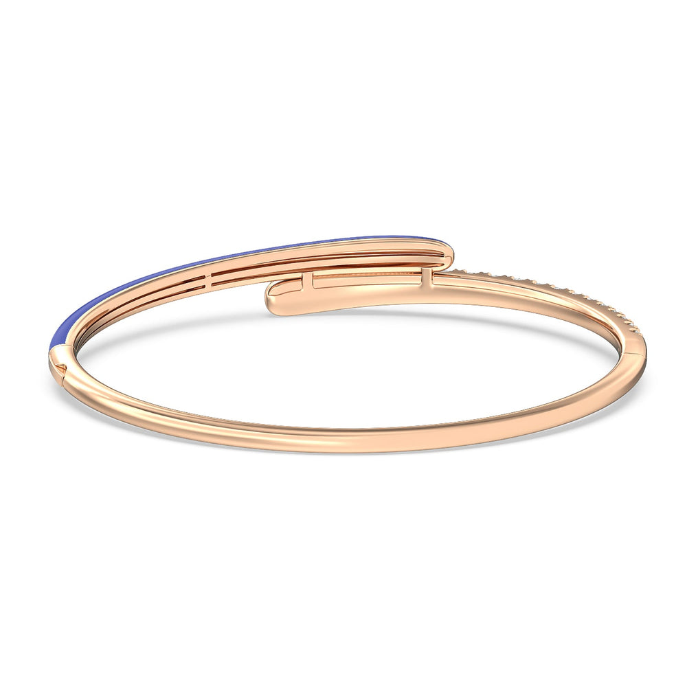 Half Diamond Bangle in Ceramic with Cobalt Cut Diamond in 14KT Rose Gold view 4
