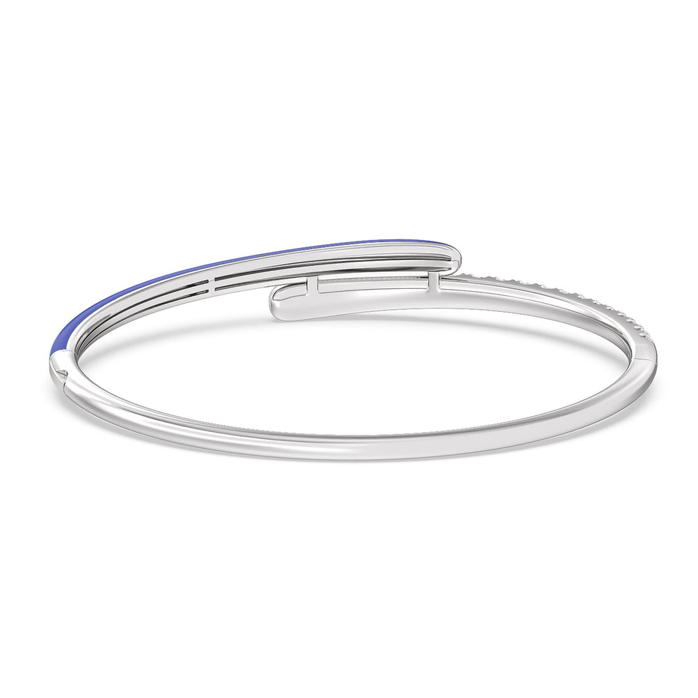 Half Diamond Bangle in Ceramic with Cobalt Cut Diamond in 14KT White Gold view 4
