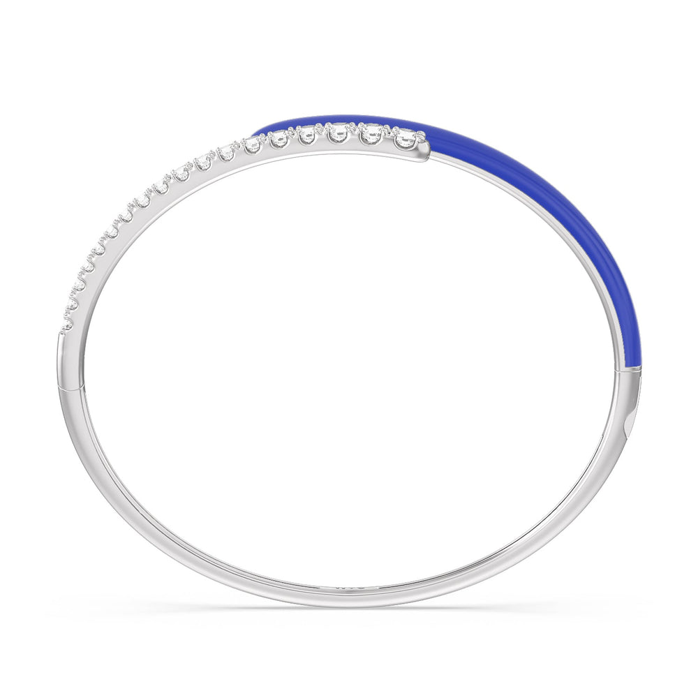 Half Diamond Bangle in Ceramic with Cobalt Cut Diamond in 14KT White Gold view 3
