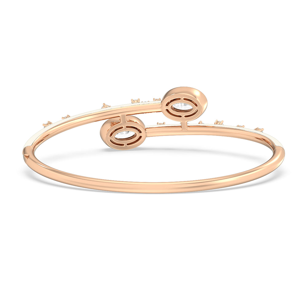 Open Bypass Half Bangle in Ceramic with Frost Cut Diamond in 14KT Rose Gold view 4
