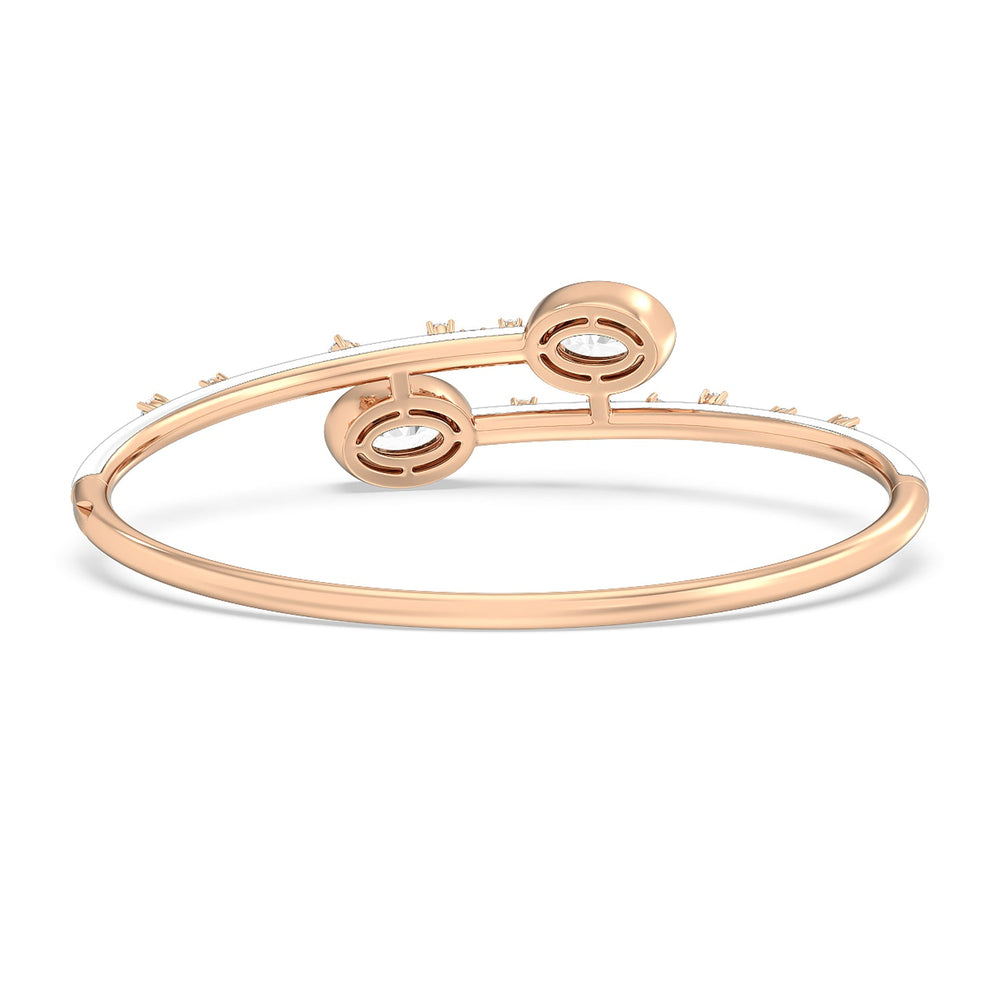 Open Bypass Half Bangle in Ceramic with Snow Cut Diamond in 14KT Rose Gold view 4
