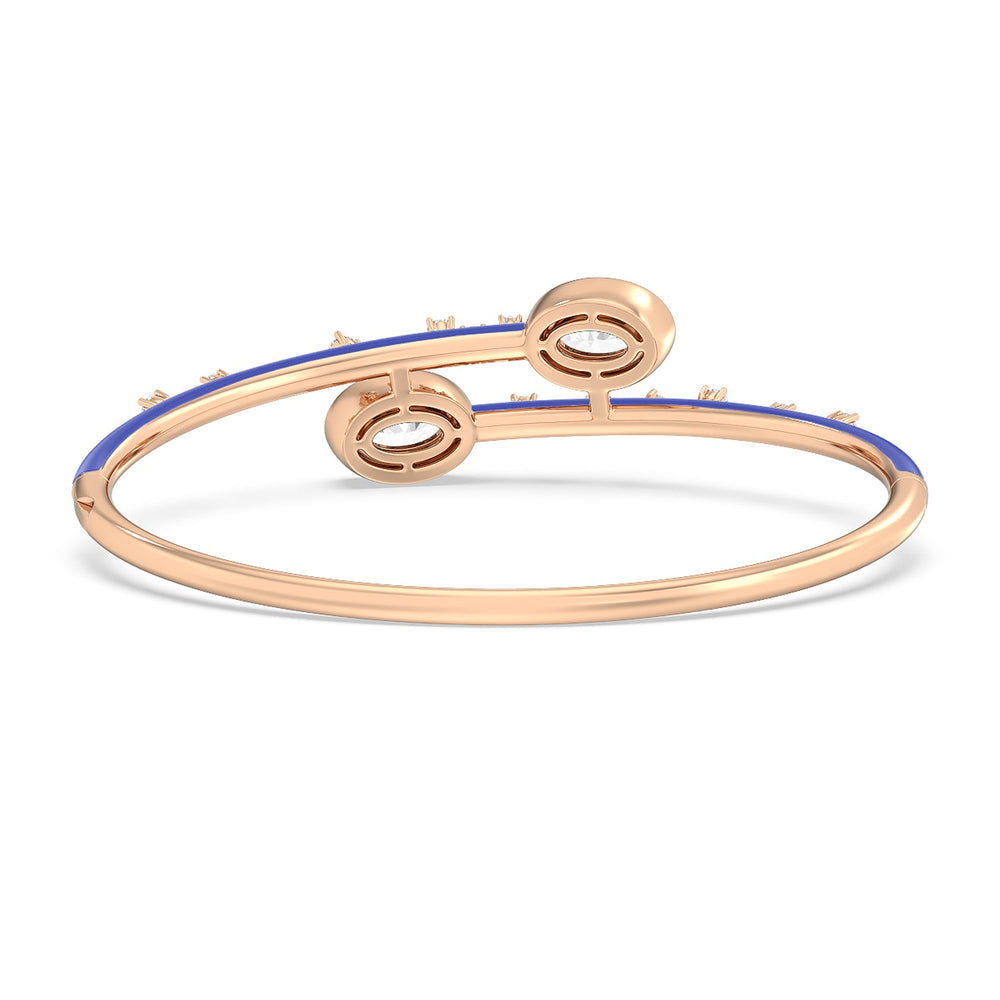 Open Bypass Half Bangle in Ceramic with Cobalt Cut Diamond in 14KT Rose Gold view 4
