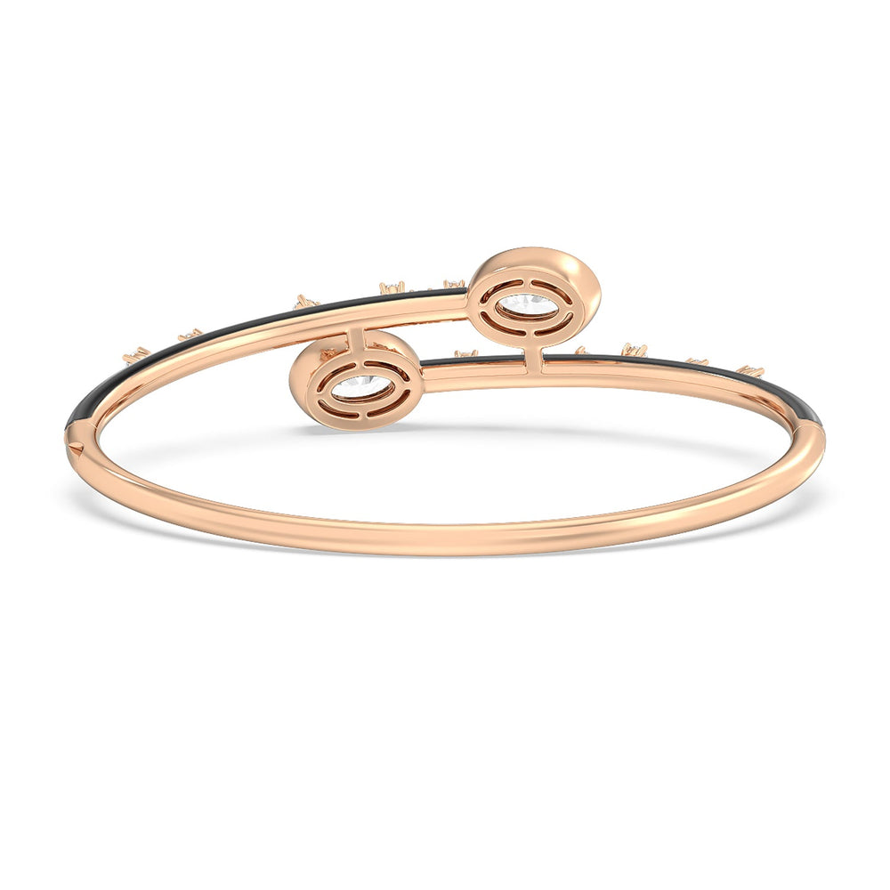 Open Bypass Half Bangle in Ceramic with Midnight Cut Diamond in 14KT Rose Gold view 4
