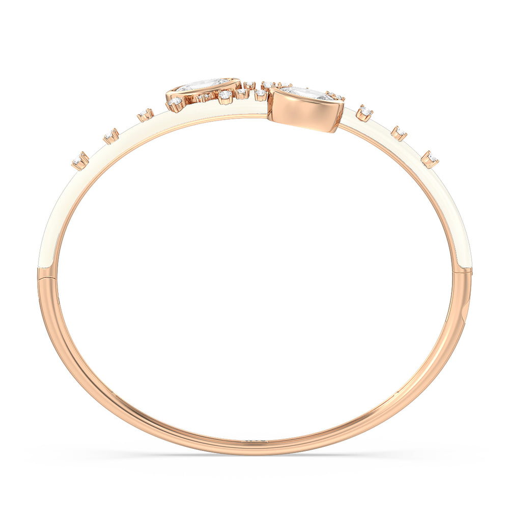 Open Bypass Half Bangle in Ceramic with Frost Cut Diamond in 14KT Rose Gold view 2
