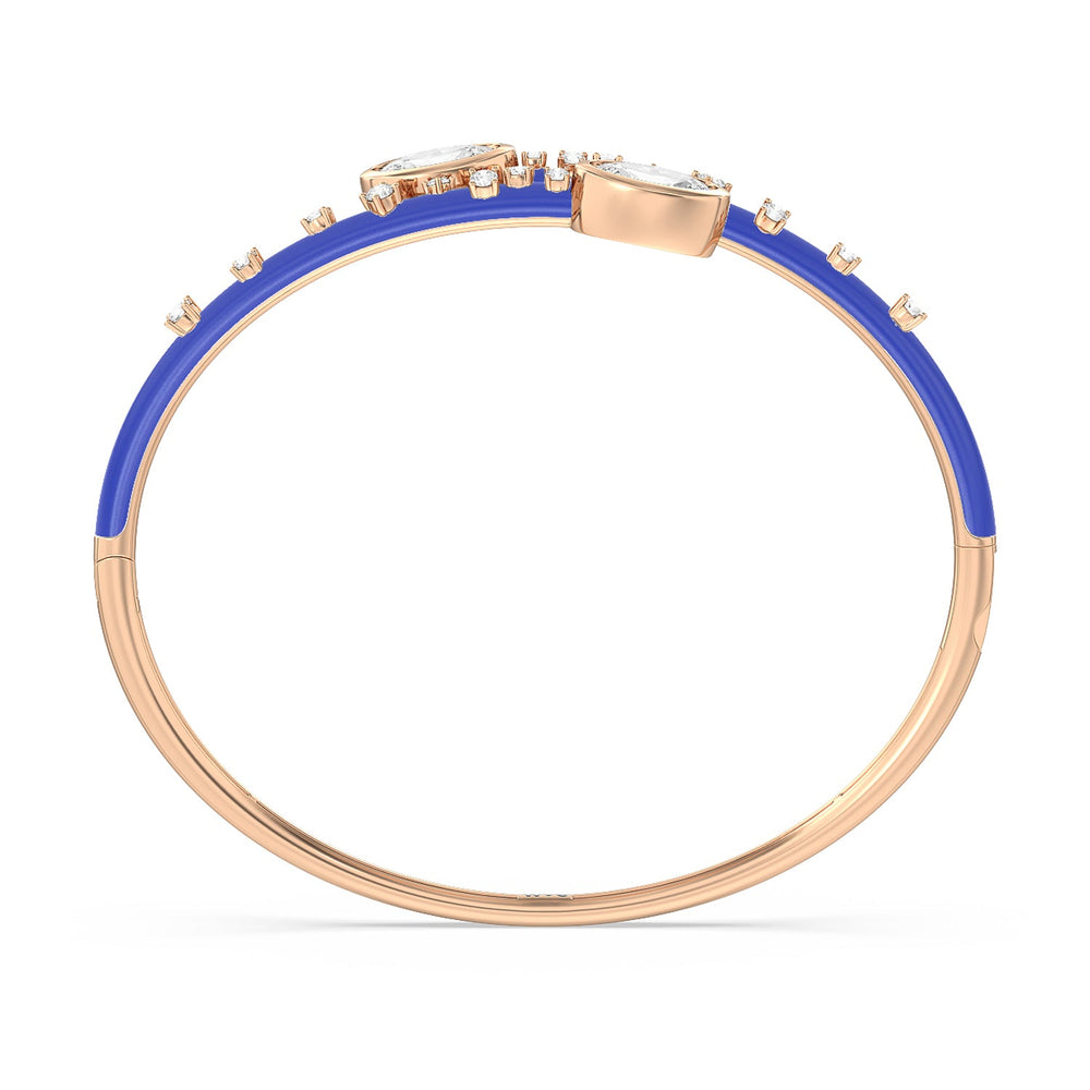 Open Bypass Half Bangle in Ceramic with Cobalt Cut Diamond in 14KT Rose Gold view 2

