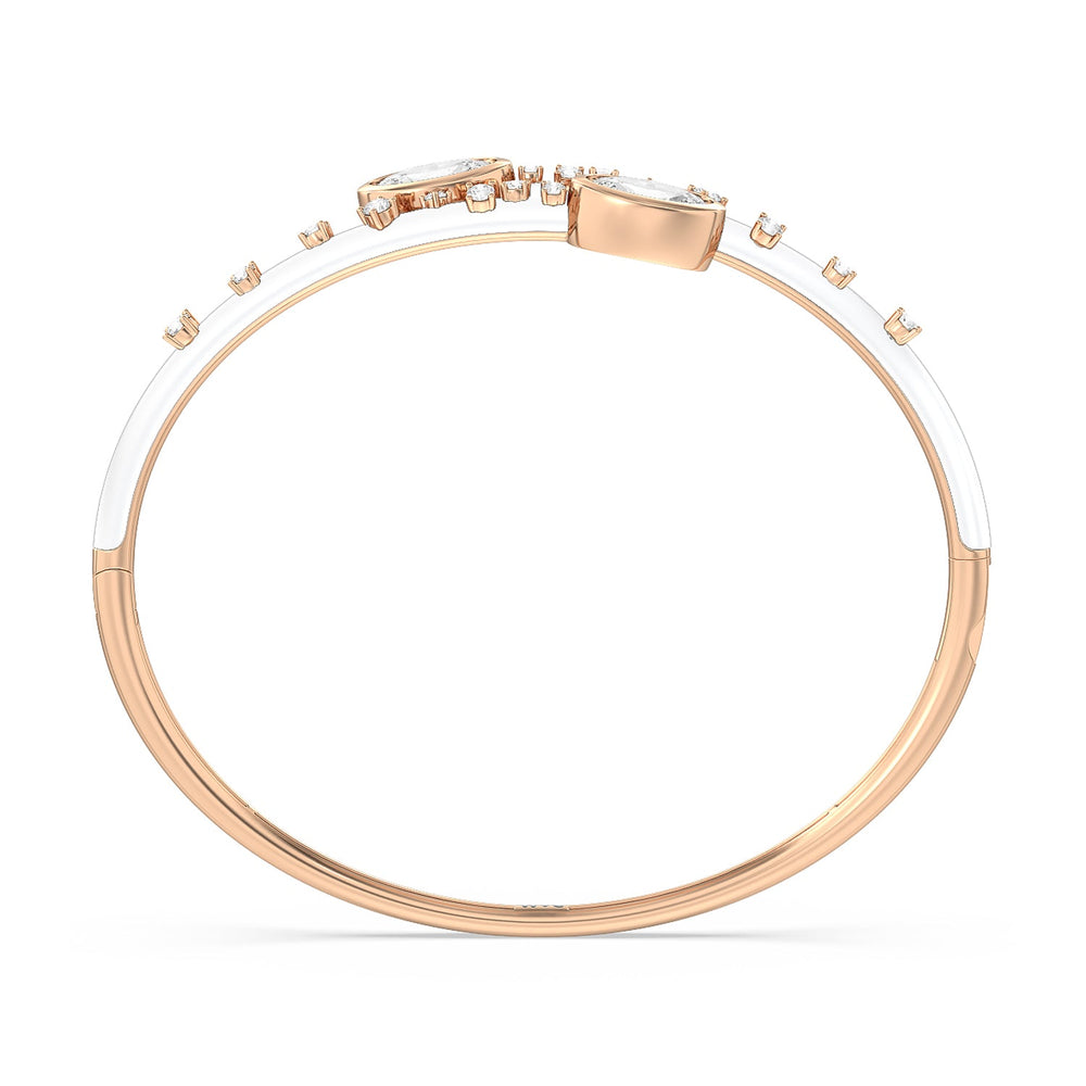 Open Bypass Half Bangle in Ceramic with Snow Cut Diamond in 14KT Rose Gold view 3
