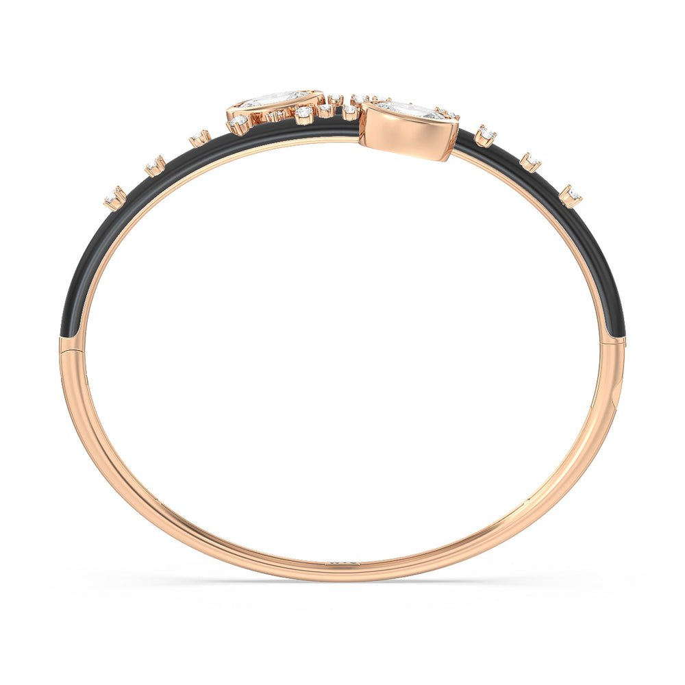 Open Bypass Half Bangle in Ceramic with Midnight Cut Diamond in 14KT Rose Gold view 2
