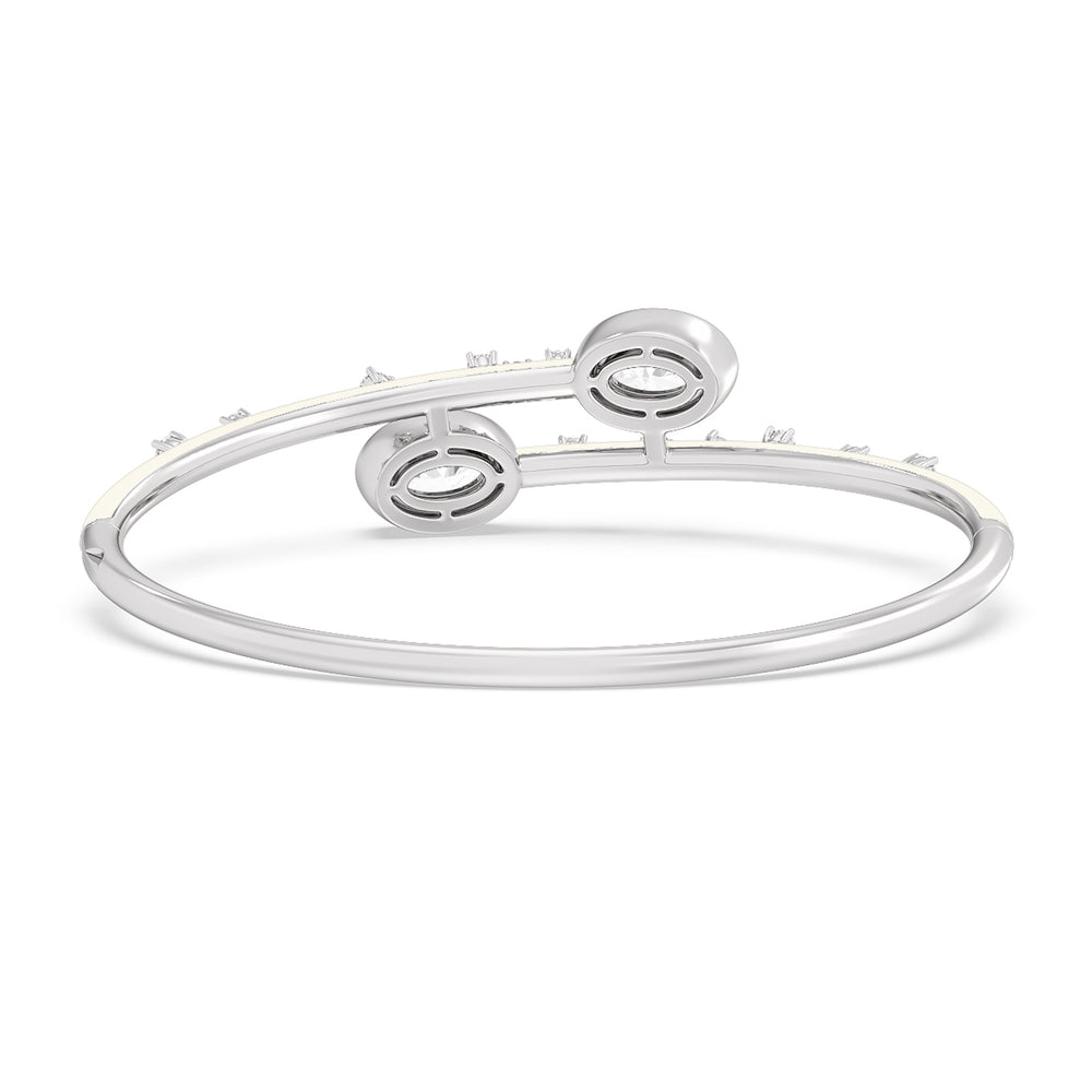 Open Bypass Half Bangle in Ceramic with Frost Cut Diamond in 14KT White Gold view 4
