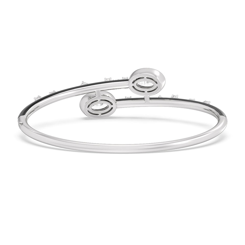 Open Bypass Half Bangle in Ceramic with Midnight Cut Diamond in 14KT White Gold view 4
