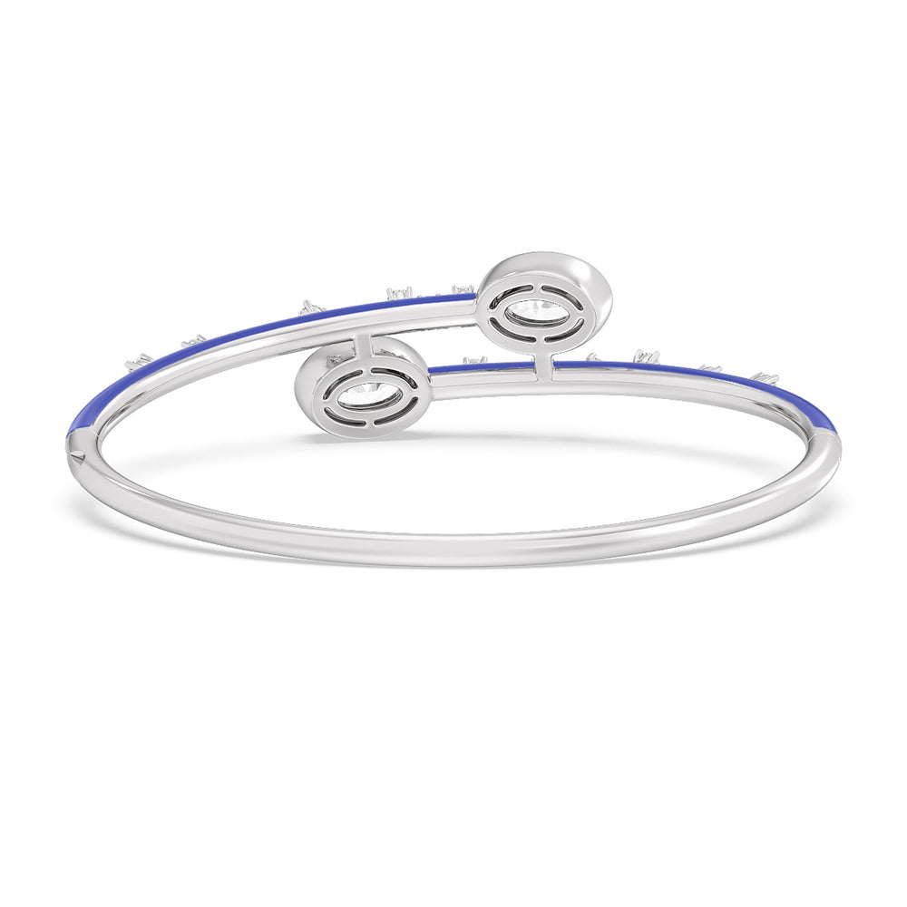 Open Bypass Half Bangle in Ceramic with Cobalt Cut Diamond in 14KT White Gold view 4
