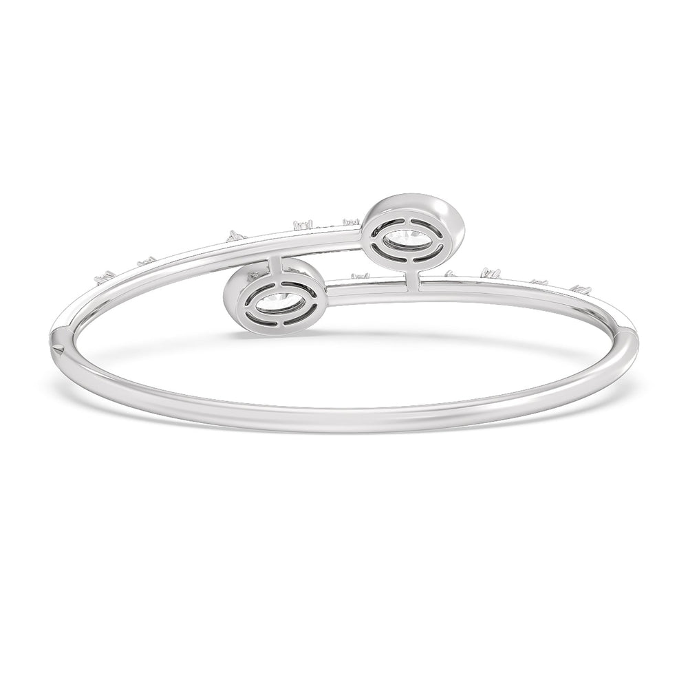 Open Bypass Half Bangle in Ceramic with Snow Cut Diamond in 14KT White Gold view 4
