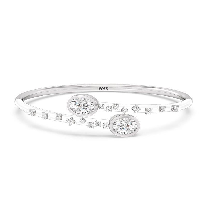 Open Bypass Half Bangle in Ceramic