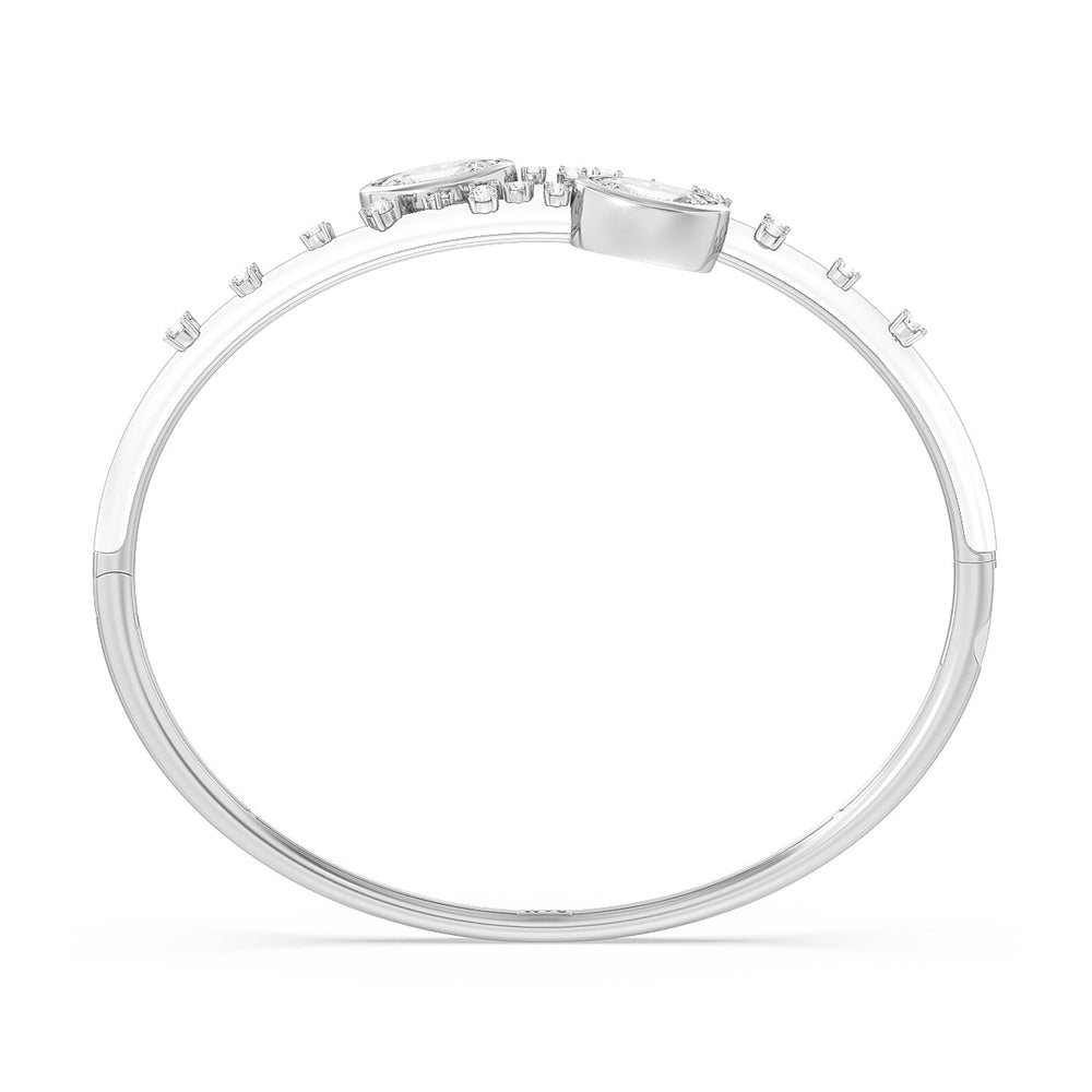 Open Bypass Half Bangle in Ceramic with Snow Cut Diamond in 14KT White Gold view 2
