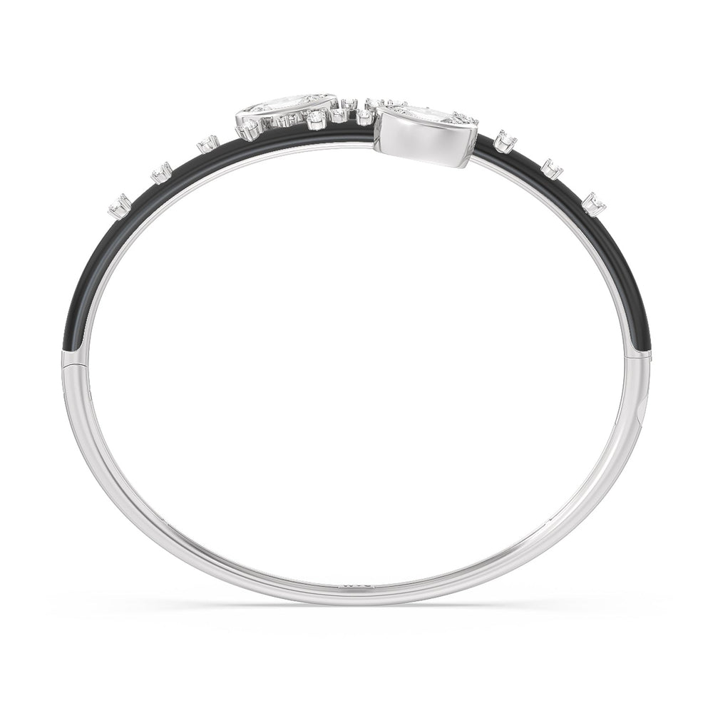 Open Bypass Half Bangle in Ceramic with Midnight Cut Diamond in 14KT White Gold view 2

