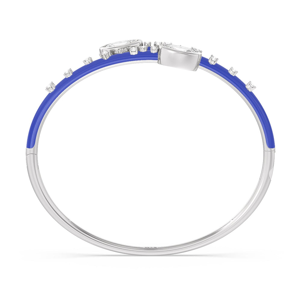 Open Bypass Half Bangle in Ceramic with Cobalt Cut Diamond in 14KT White Gold view 2
