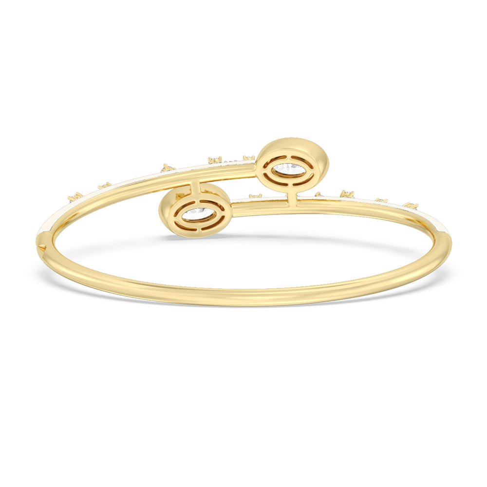 Open Bypass Half Bangle in Ceramic with Frost Cut Diamond in 14KT Yellow Gold view 4

