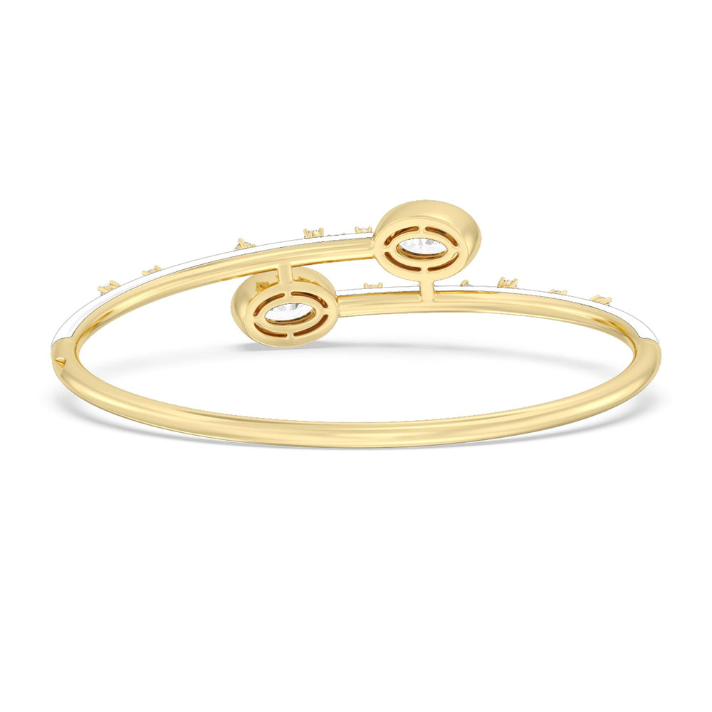 Open Bypass Half Bangle in Ceramic with Snow Cut Diamond in 14KT Yellow Gold view 4

