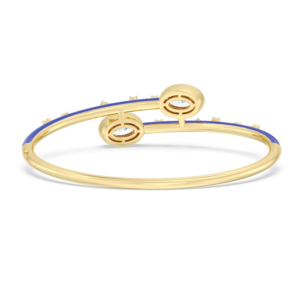Open Bypass Half Bangle in Ceramic with Cobalt Cut Diamond in 14KT Yellow Gold view 4
