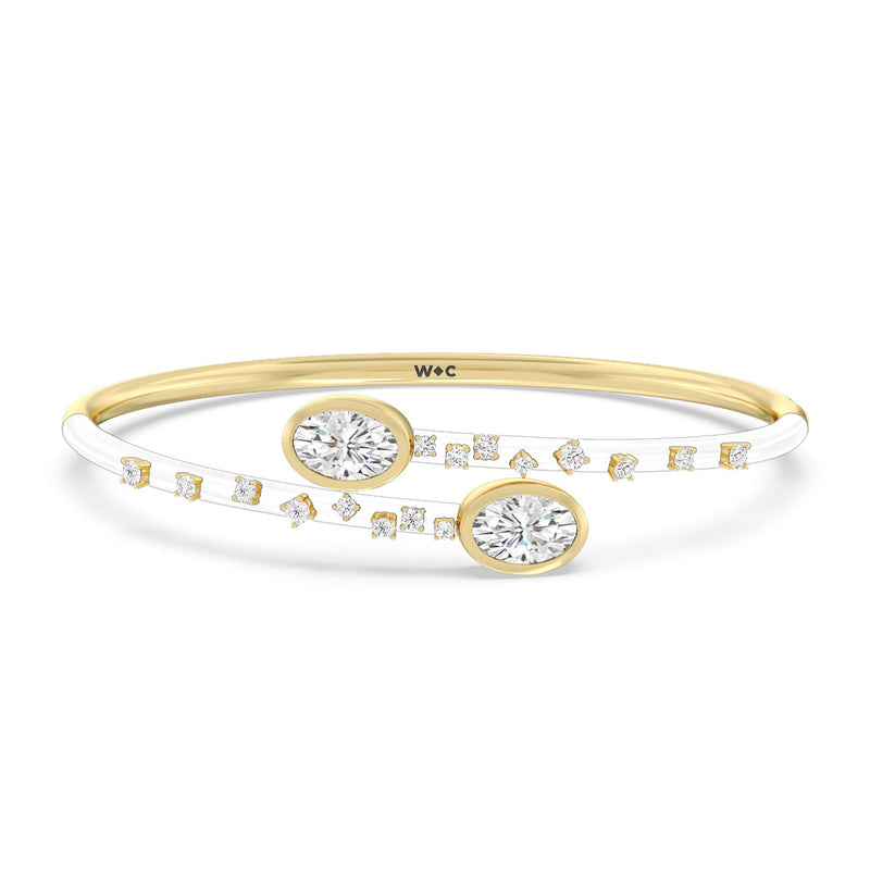 Open Bypass Half Bangle in Ceramic