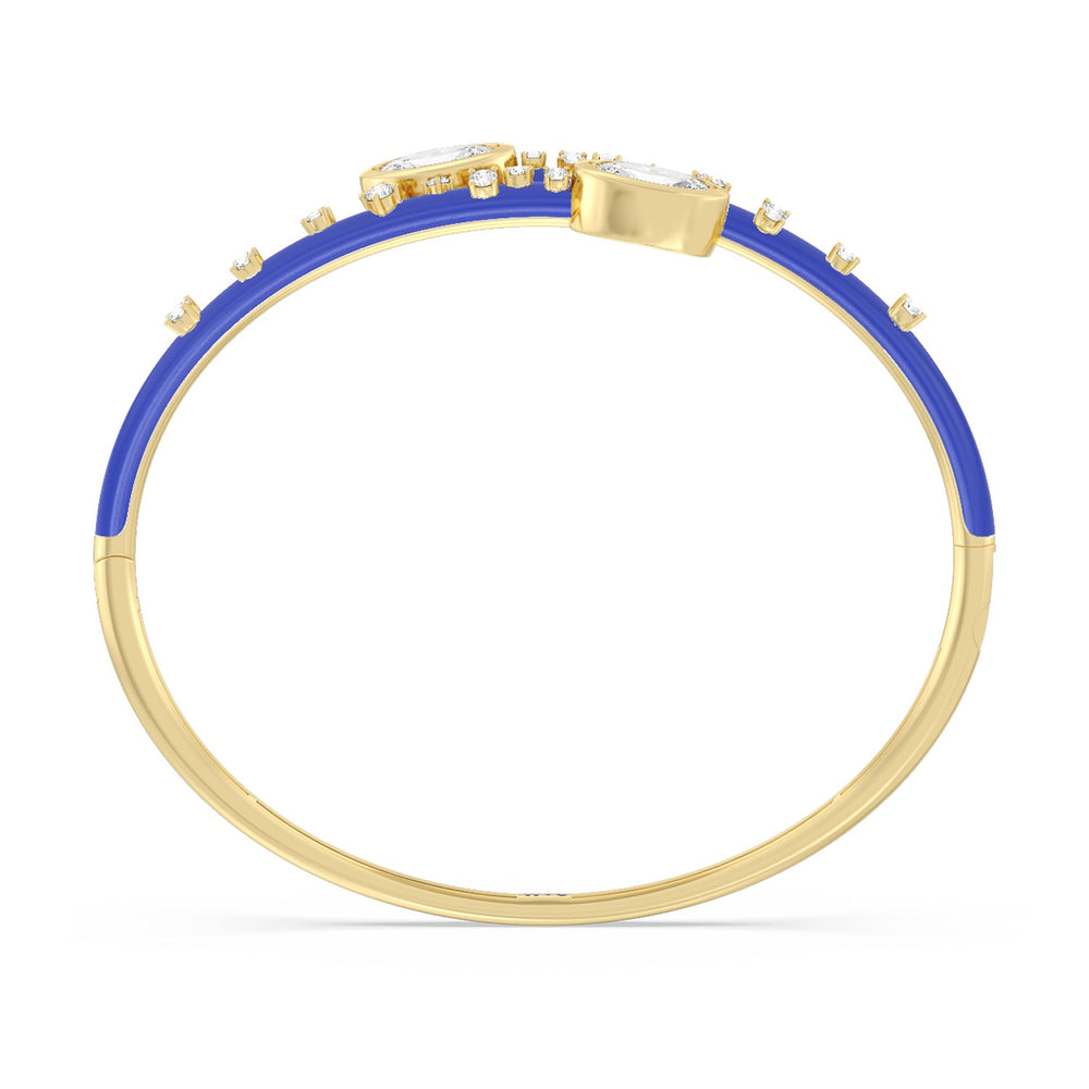 Open Bypass Half Bangle in Ceramic with Cobalt Cut Diamond in 14KT Yellow Gold view 2
