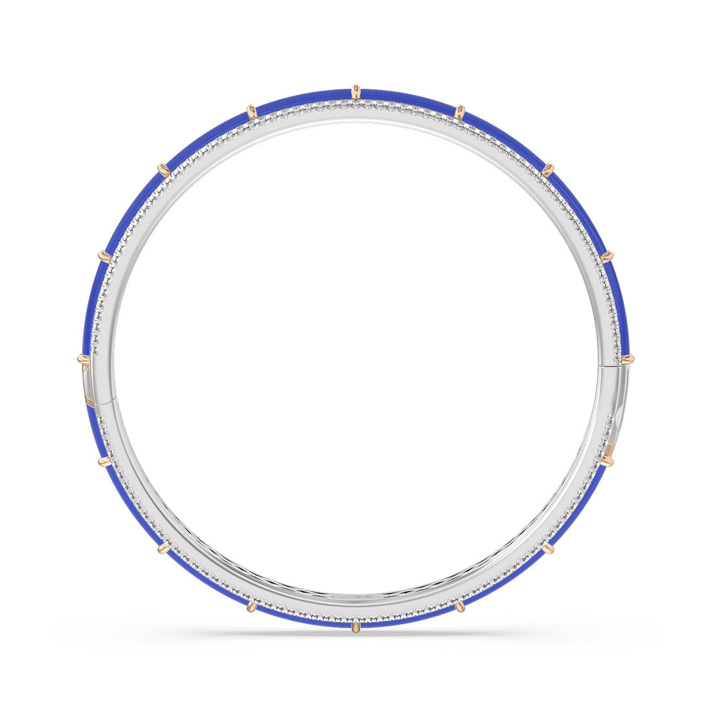 Half Pave Border Bangle in Ceramic with Cobalt Cut Diamond in 14KT White & Rose Gold view 2
