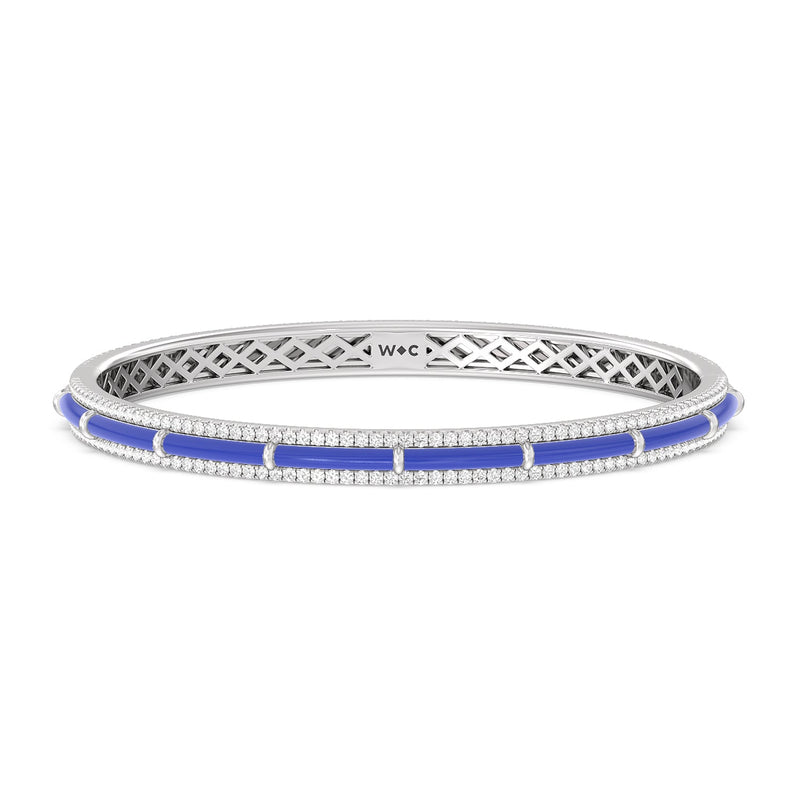 Half Pave Border Bangle in Ceramic