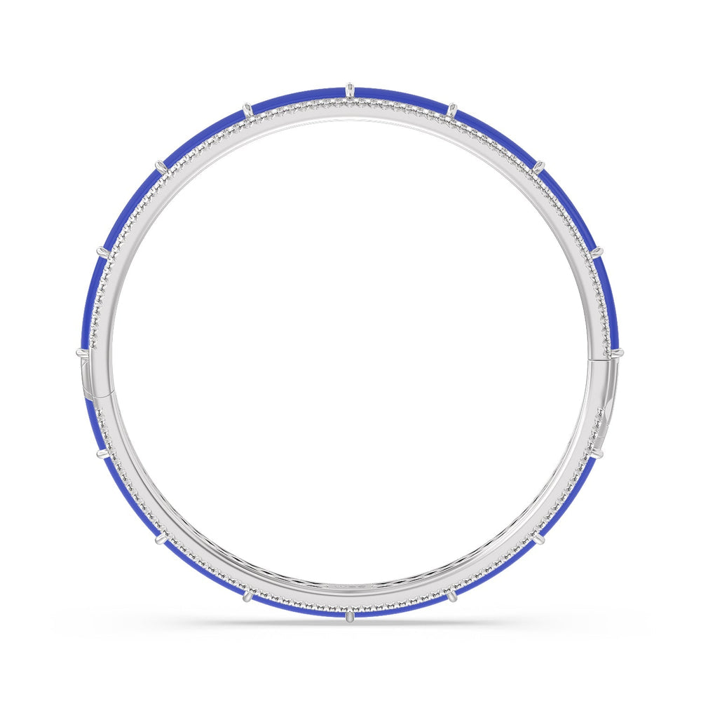 Half Pave Border Bangle in Ceramic with Cobalt Cut Diamond in 14KT White Gold view 3
