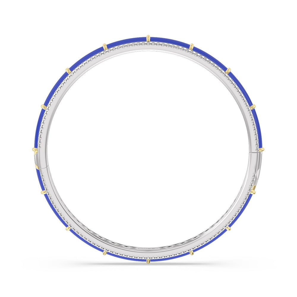 Half Pave Border Bangle in Ceramic with Cobalt Cut Diamond in 14KT White & Yellow Gold view 3
