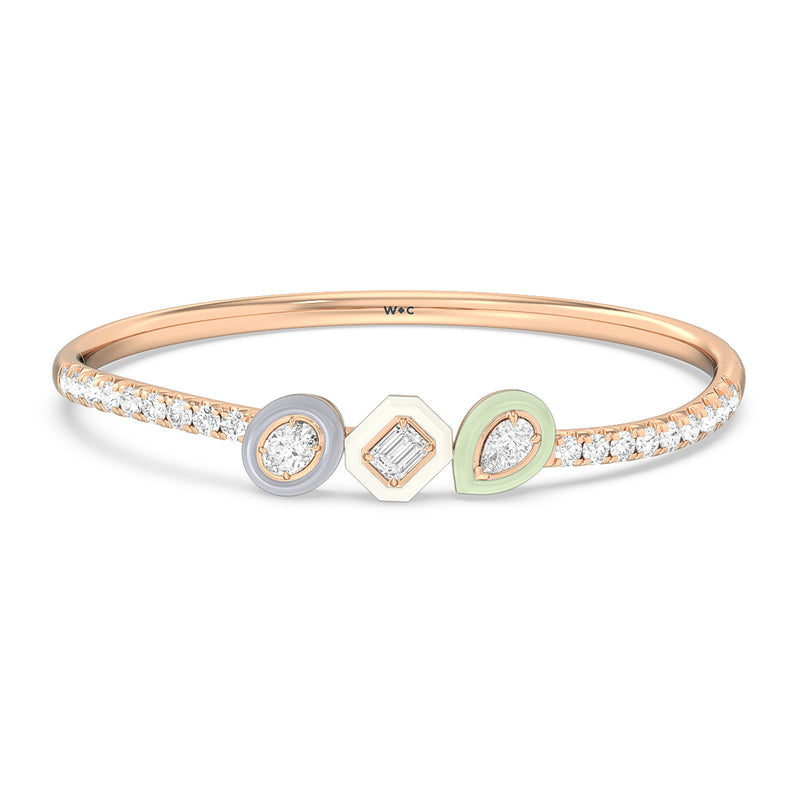 Pave Two Tone Bangle in Ceramic