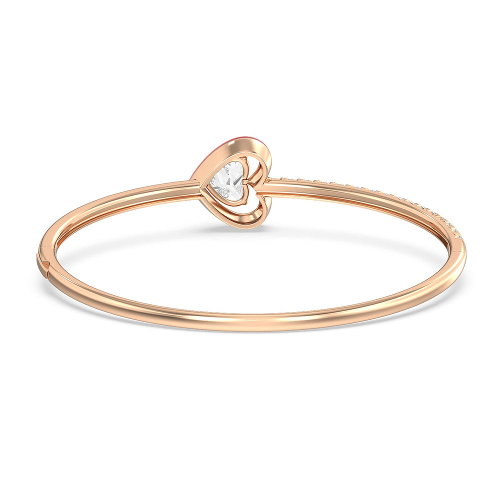 Half Pave Heart Bangle in Ceramic with Midnight Cut Diamond in 14KT Rose Gold view 4
