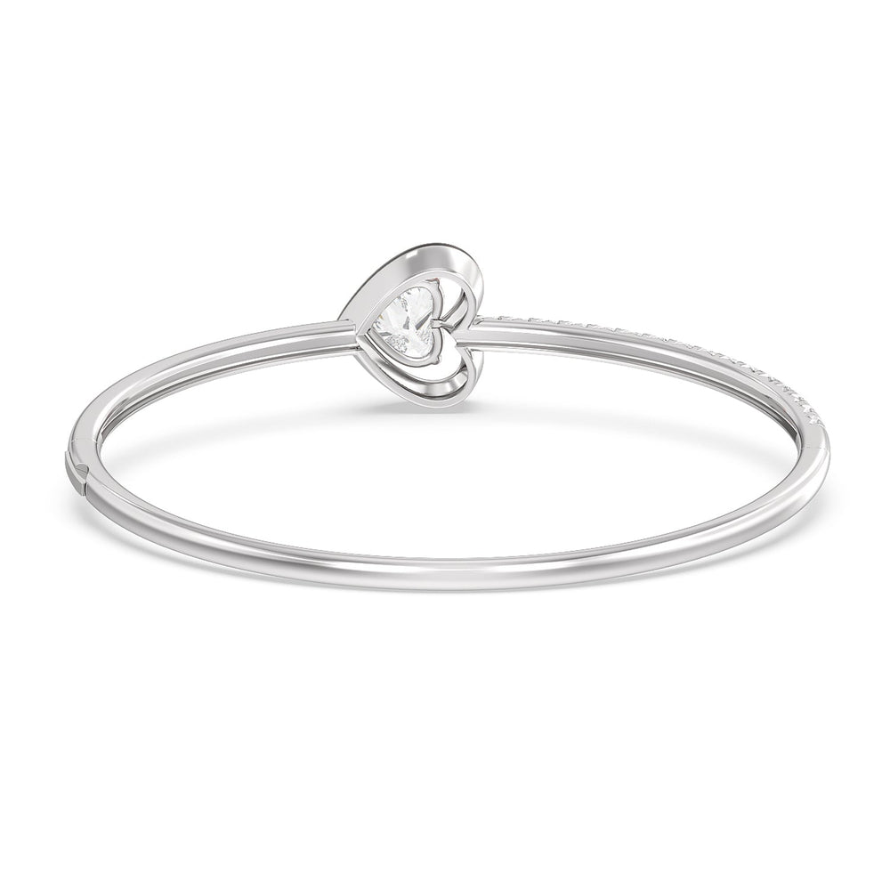 Half Pave Heart Bangle in Ceramic with Midnight Cut Diamond in 14KT White Gold view 4
