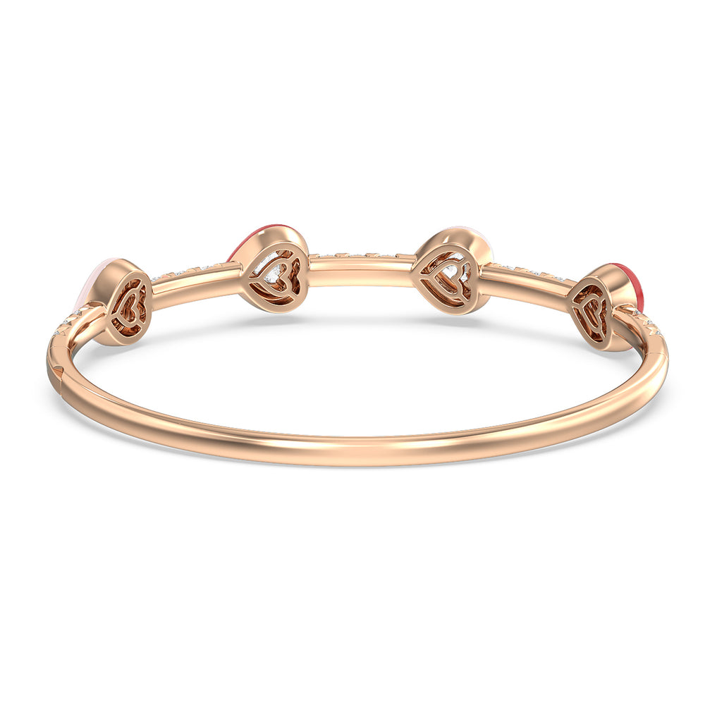 Multi Heart Bezel Bangle in Ceramic with Lab Cut Diamond in 14KT Rose Gold view 4
