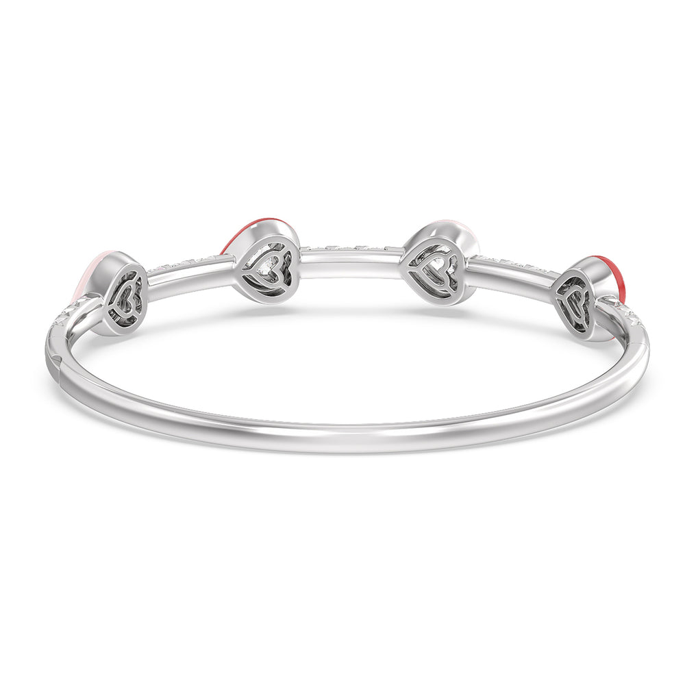 Multi Heart Bezel Bangle in Ceramic with Lab Cut Diamond in 14KT White Gold view 4
