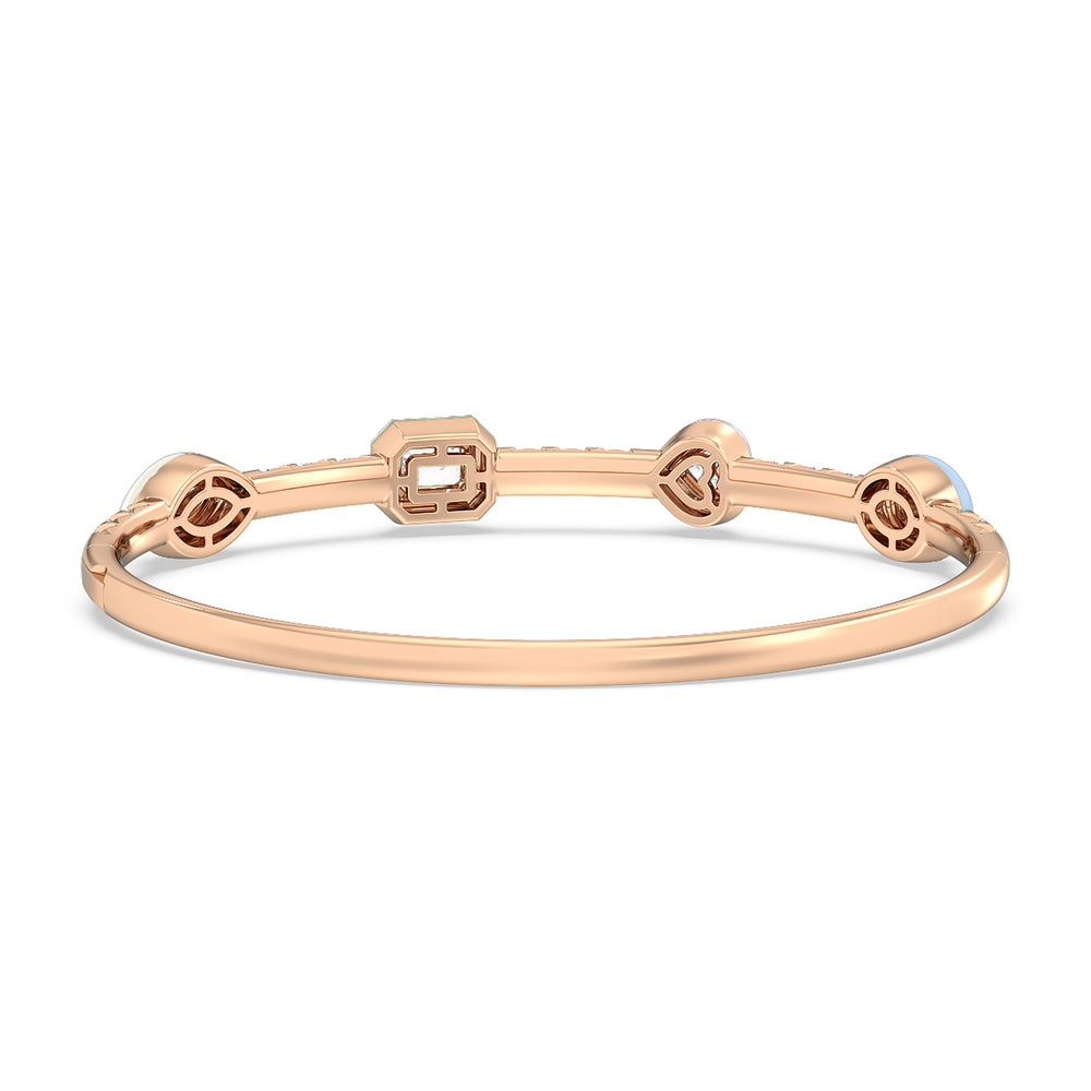 Mixed Shape Bezel Bangle in Ceramic with Lab Cut Diamond in 14KT Rose Gold view 4
