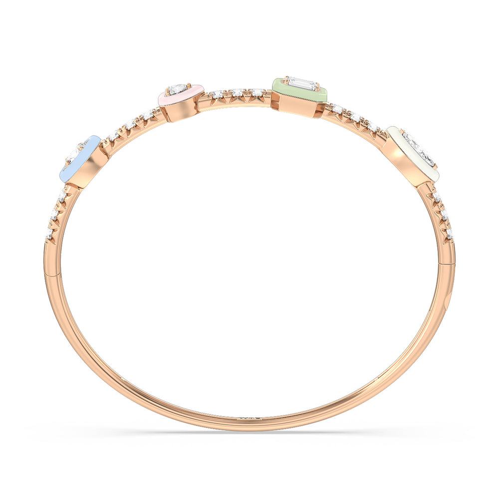 Mixed Shape Bezel Bangle in Ceramic with Lab Cut Diamond in 14KT Rose Gold view 3
