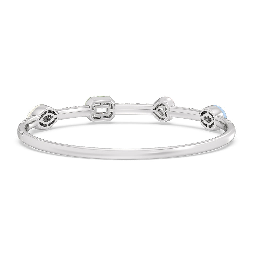 Mixed Shape Bezel Bangle in Ceramic with Lab Cut Diamond in 14KT White Gold view 4
