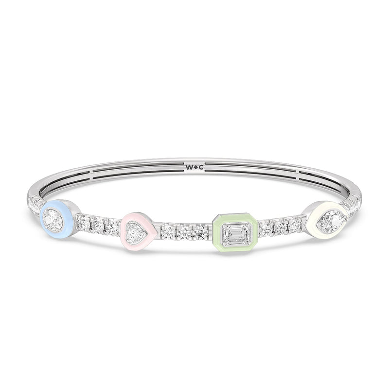 Mixed Shape Bezel Bangle in Ceramic