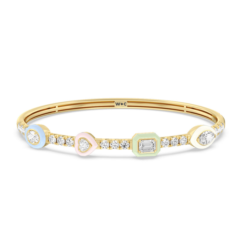 Mixed Shape Bezel Bangle in Ceramic