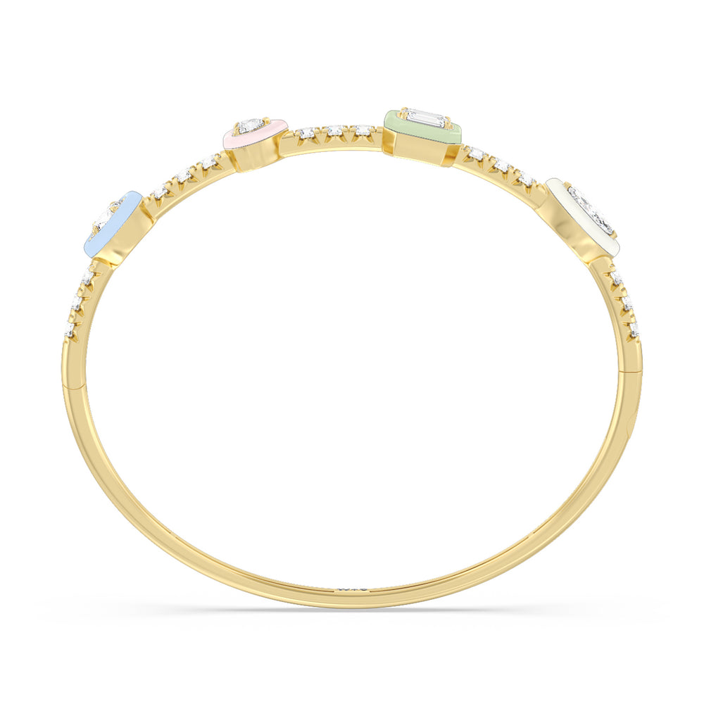Mixed Shape Bezel Bangle in Ceramic with Lab Cut Diamond in 14KT Yellow Gold view 3
