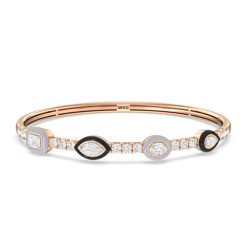Two Tone Mixed Shape Bangle in Ceramic