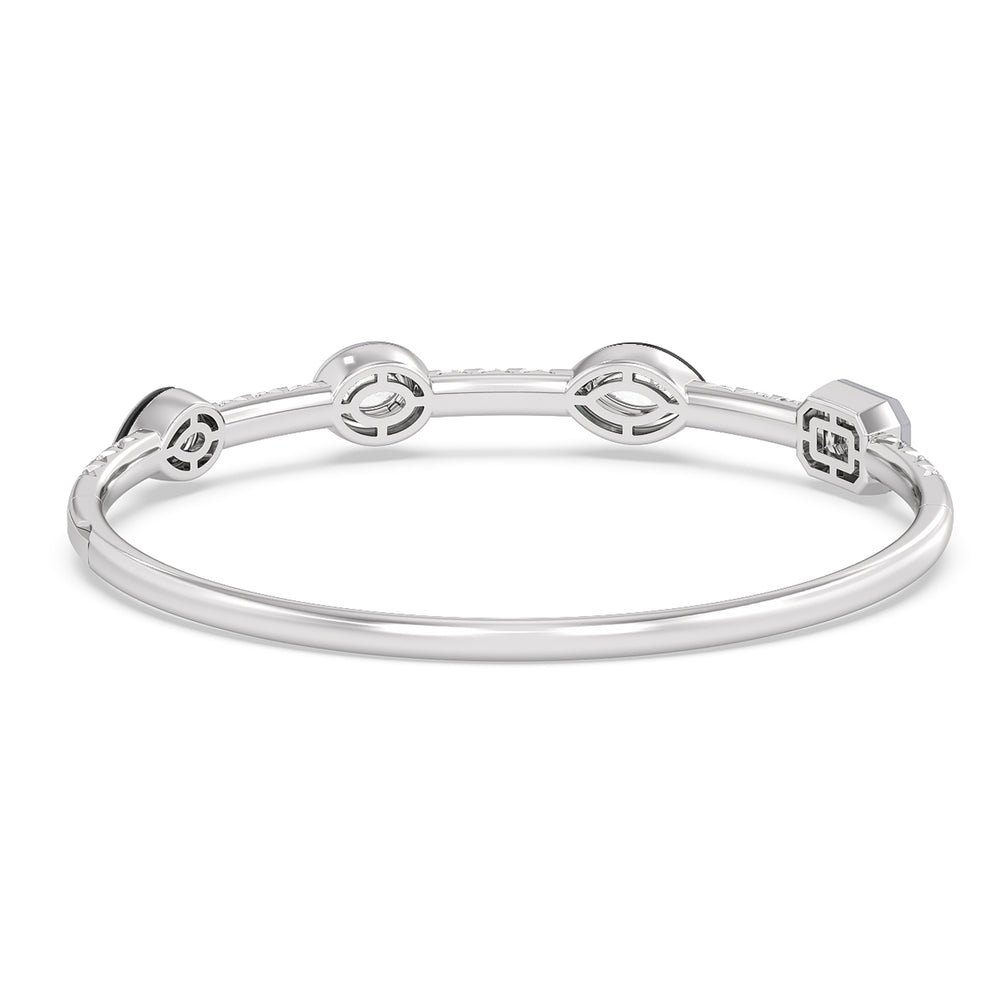 Two Tone Mixed Shape Bangle in Ceramic with Lab Cut Diamond in 14KT White Gold view 4
