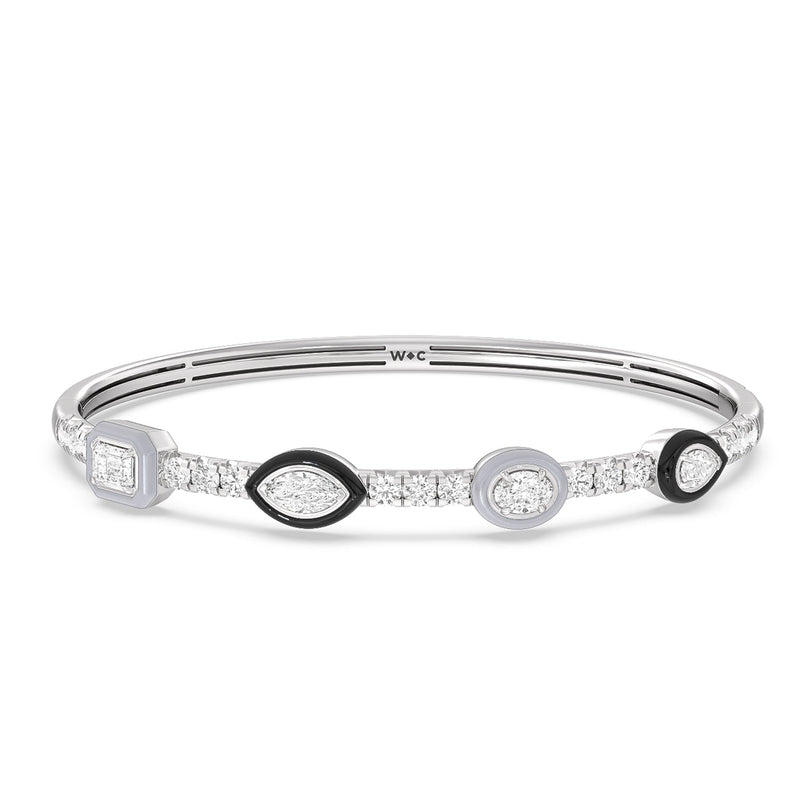 Two Tone Mixed Shape Bangle in Ceramic