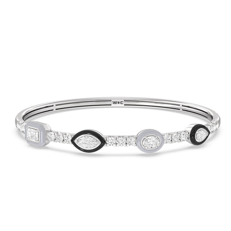 Two Tone Mixed Shape Bangle in Ceramic