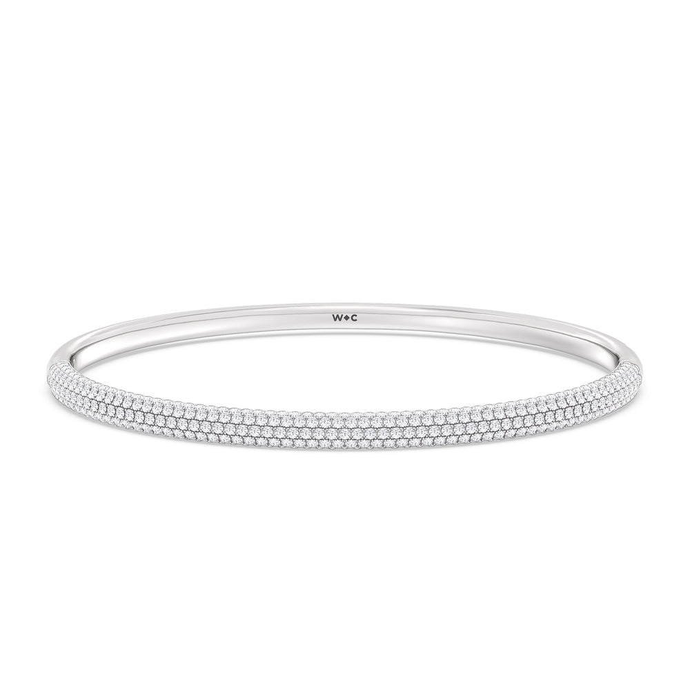 The Windsor Wide Bangle with Lab Cut Diamond in 14KT White Gold view 2
