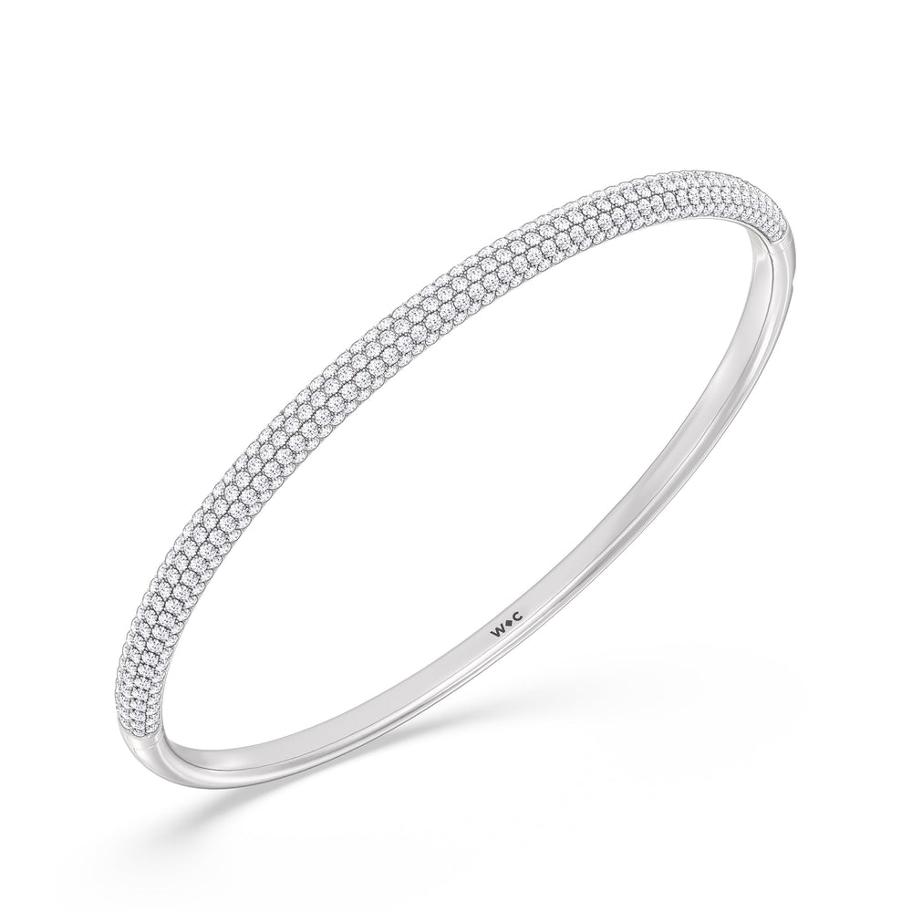 The Windsor Slim Bangle with Lab Cut Diamond in 14KT White Gold view 5
