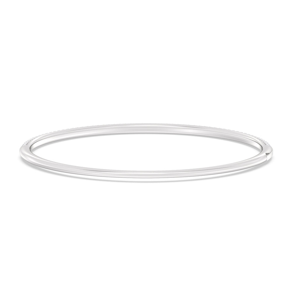 The Windsor Slim Bangle with Lab Cut Diamond in 14KT White Gold view 6
